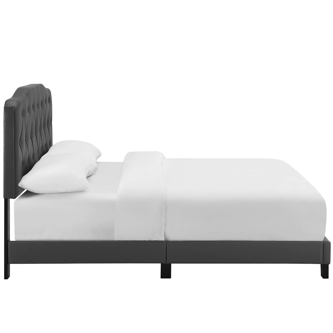 Amelia King Faux Leather Bed, King Size, Faux Vinyl Leather, Grey Gray, 15511