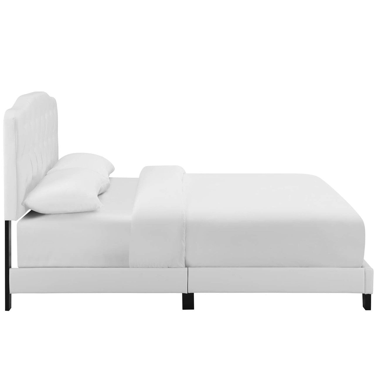 Amelia King Faux Leather Bed, King Size, Faux Vinyl Leather, White, 15512