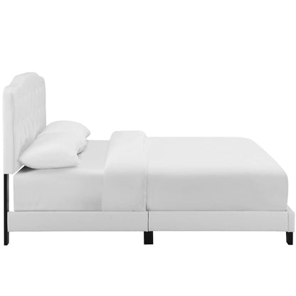 Amelia King Faux Leather Bed, King Size, Faux Vinyl Leather, White, 15512