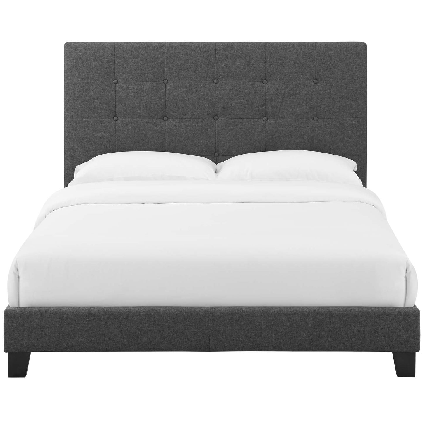 Melanie King Tufted Button Upholstered Fabric Platform Bed, Fabric, Grey Gray, 17739