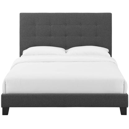 Melanie King Tufted Button Upholstered Fabric Platform Bed, Fabric, Grey Gray, 17739