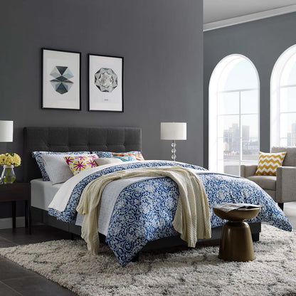 Amira Twin Upholstered Fabric Bed, Fabric, Grey Gray, 17744