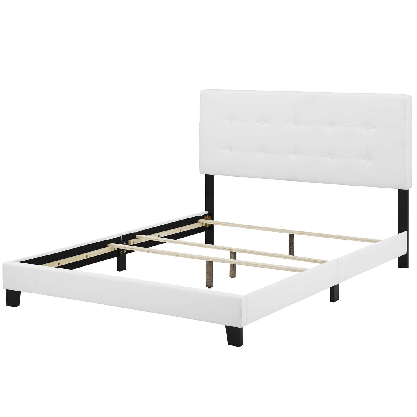 Amira Twin Upholstered Fabric Bed, Fabric, White, 17746