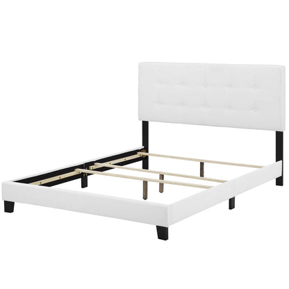 Amira Twin Upholstered Fabric Bed, Fabric, White, 17746