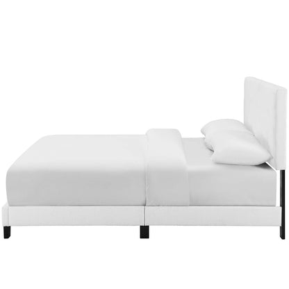 Amira Twin Upholstered Fabric Bed, Fabric, White, 17746