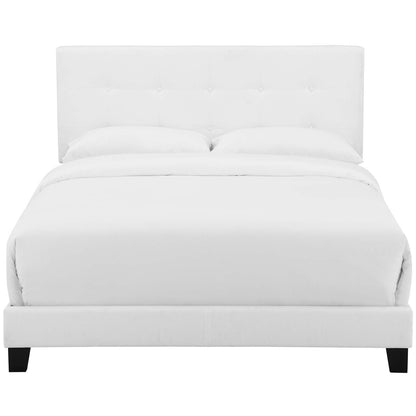 Amira Twin Upholstered Fabric Bed, Fabric, White, 17746