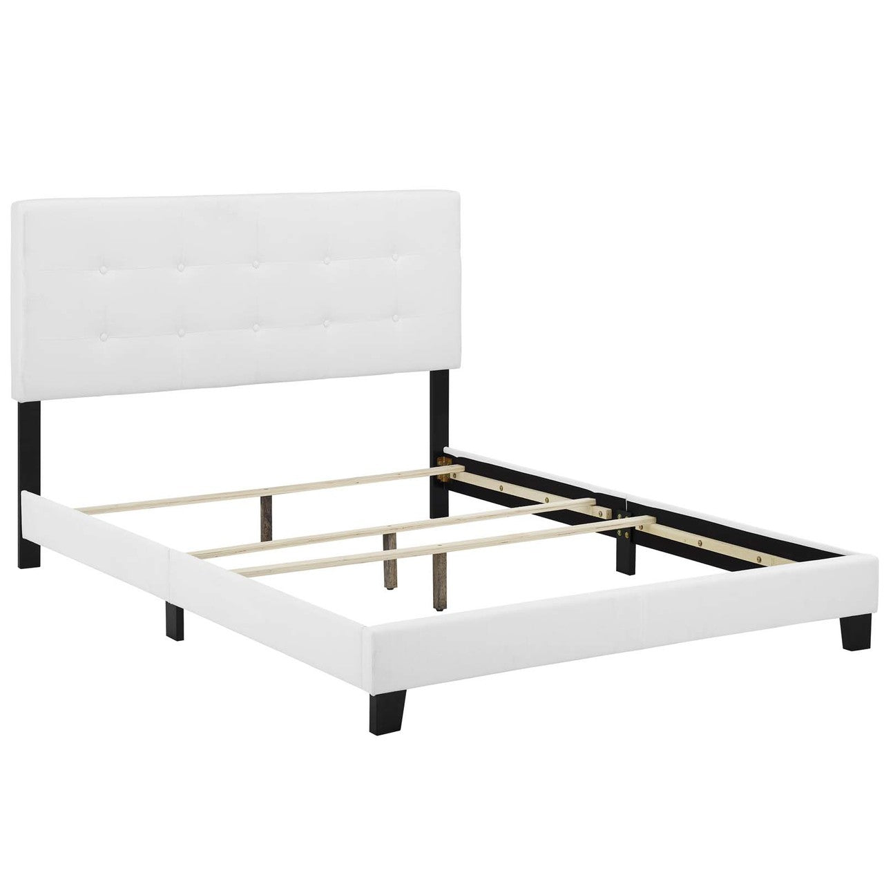 Amira Full Upholstered Fabric Bed, Full Size, Fabric, White, 15517
