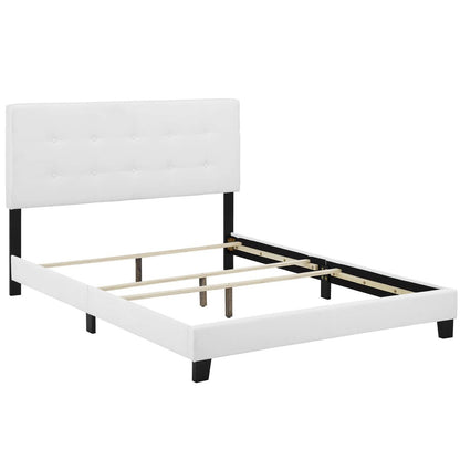 Amira Full Upholstered Fabric Bed, Full Size, Fabric, White, 15517