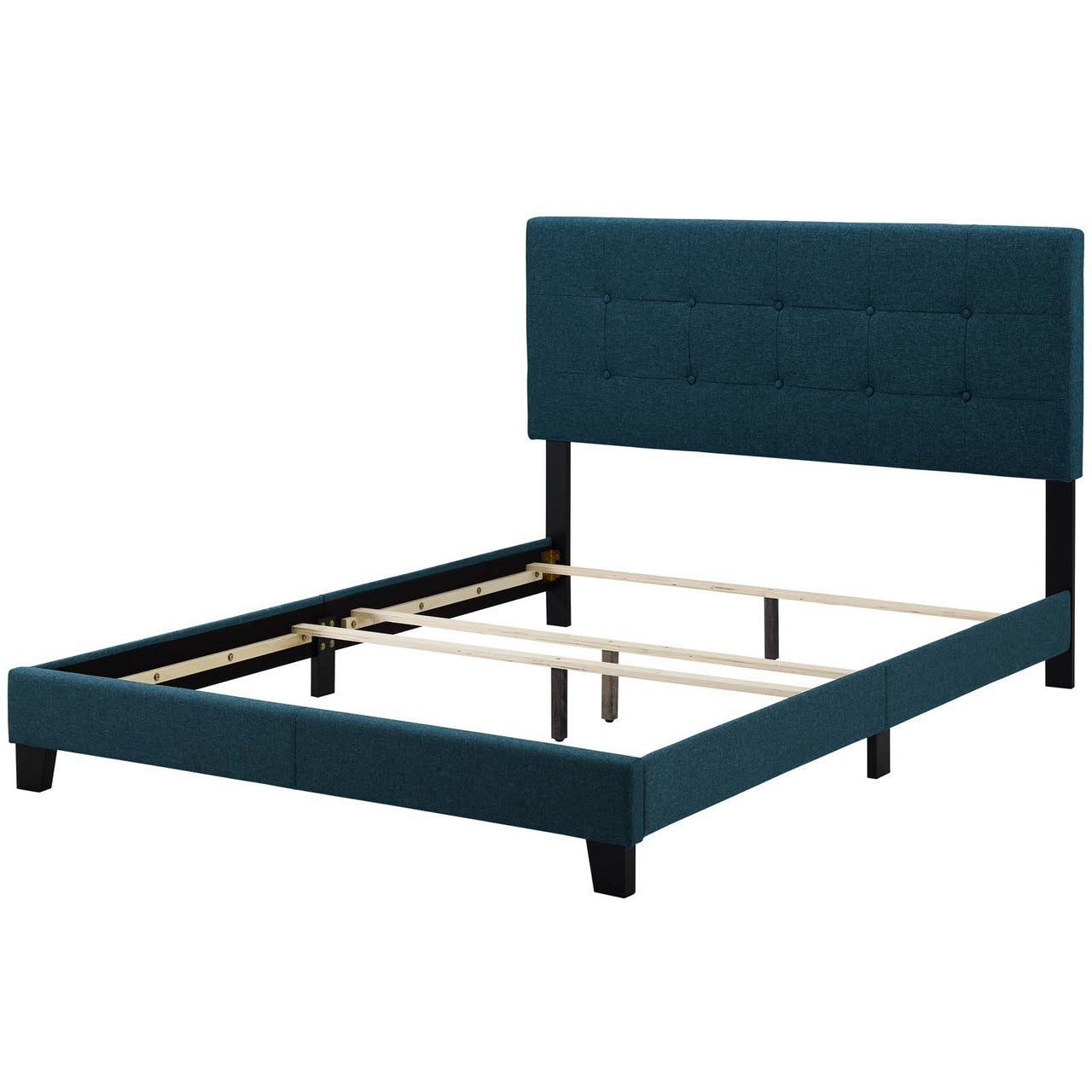 Amira Queen Upholstered Fabric Bed, Queen Size, Fabric, Navy Blue, 15093