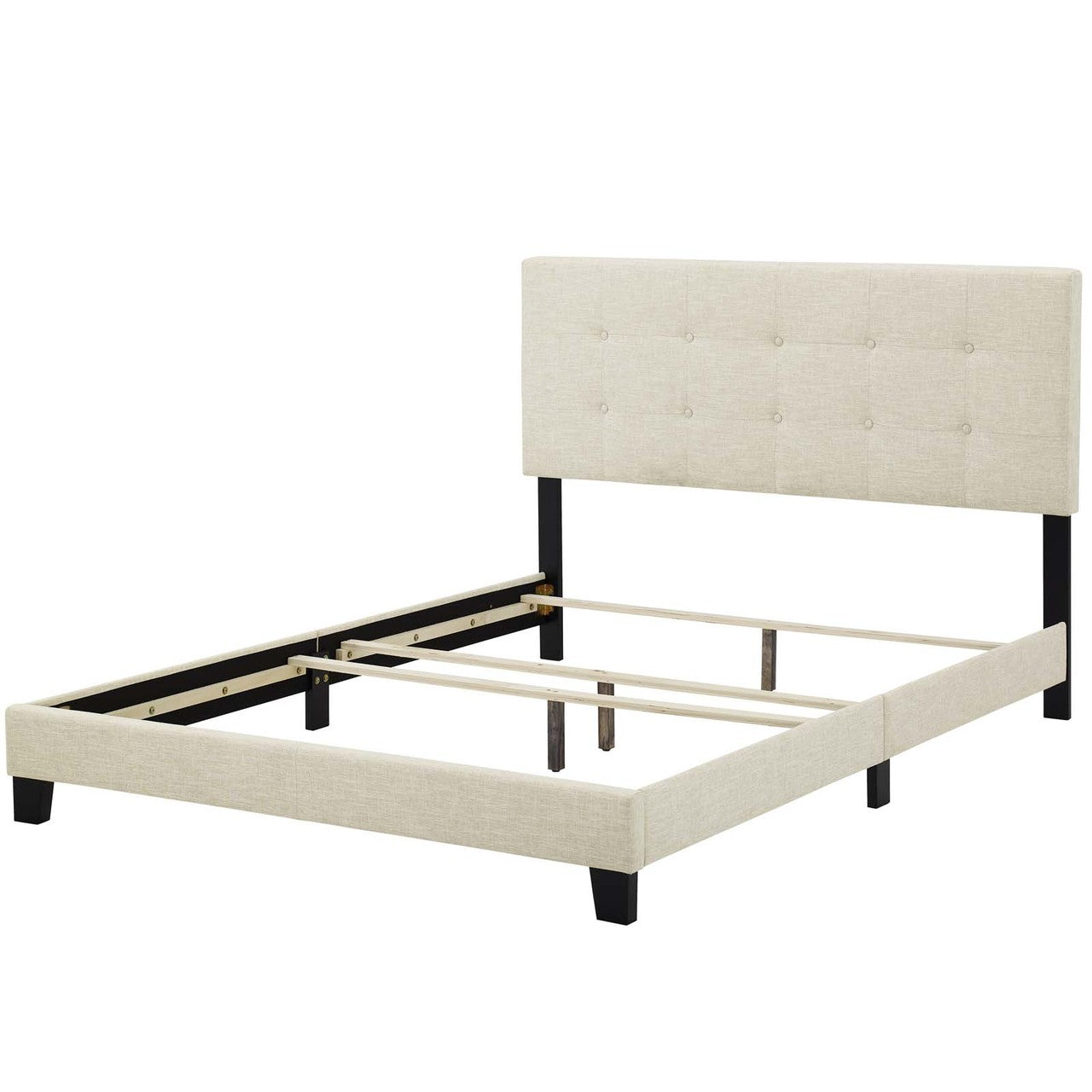 Amira Queen Upholstered Fabric Bed, Queen Size, Fabric, Beige, 15094