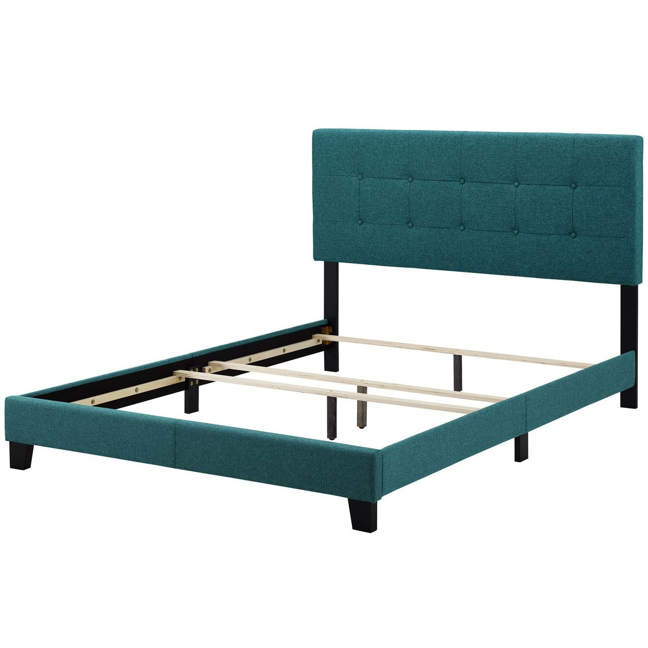 Amira Queen Upholstered Fabric Bed, Queen Size, Fabric, Aqua Blue, 15096