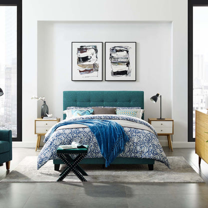 Amira Queen Upholstered Fabric Bed, Queen Size, Fabric, Aqua Blue, 15096