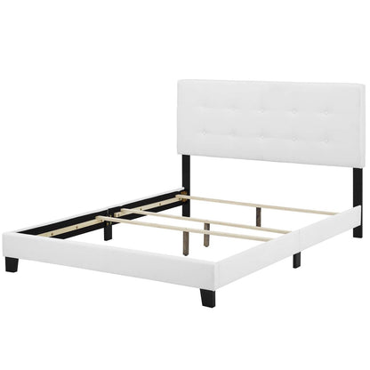 Amira Queen Upholstered Fabric Bed, Queen Size, Fabric, White, 15097