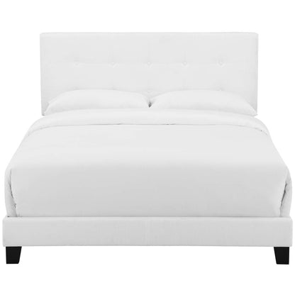 Amira Queen Upholstered Fabric Bed, Queen Size, Fabric, White, 15097
