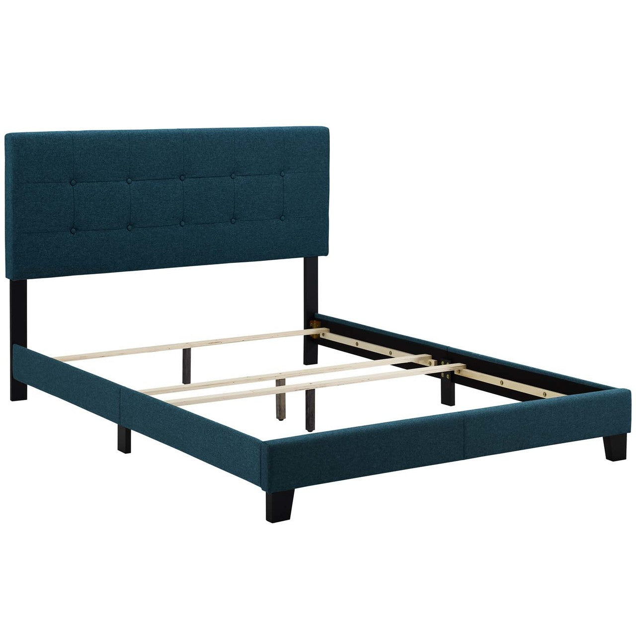 Amira King Upholstered Fabric Bed, King Size, Fabric, Navy Blue, 15518