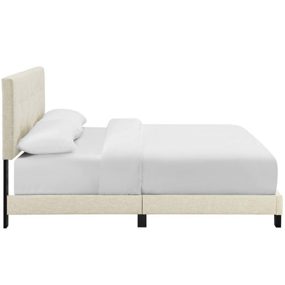 Amira King Upholstered Fabric Bed, King Size, Fabric, Beige, 15519