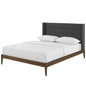 Hadley Queen Wingback Upholstered Polyester Fabric Platform Bed, Fabric, Grey Gray, 17749