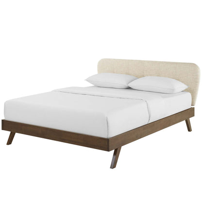 Gianna Queen Upholstered Polyester Fabric Platform Bed, Fabric, Beige, 17750