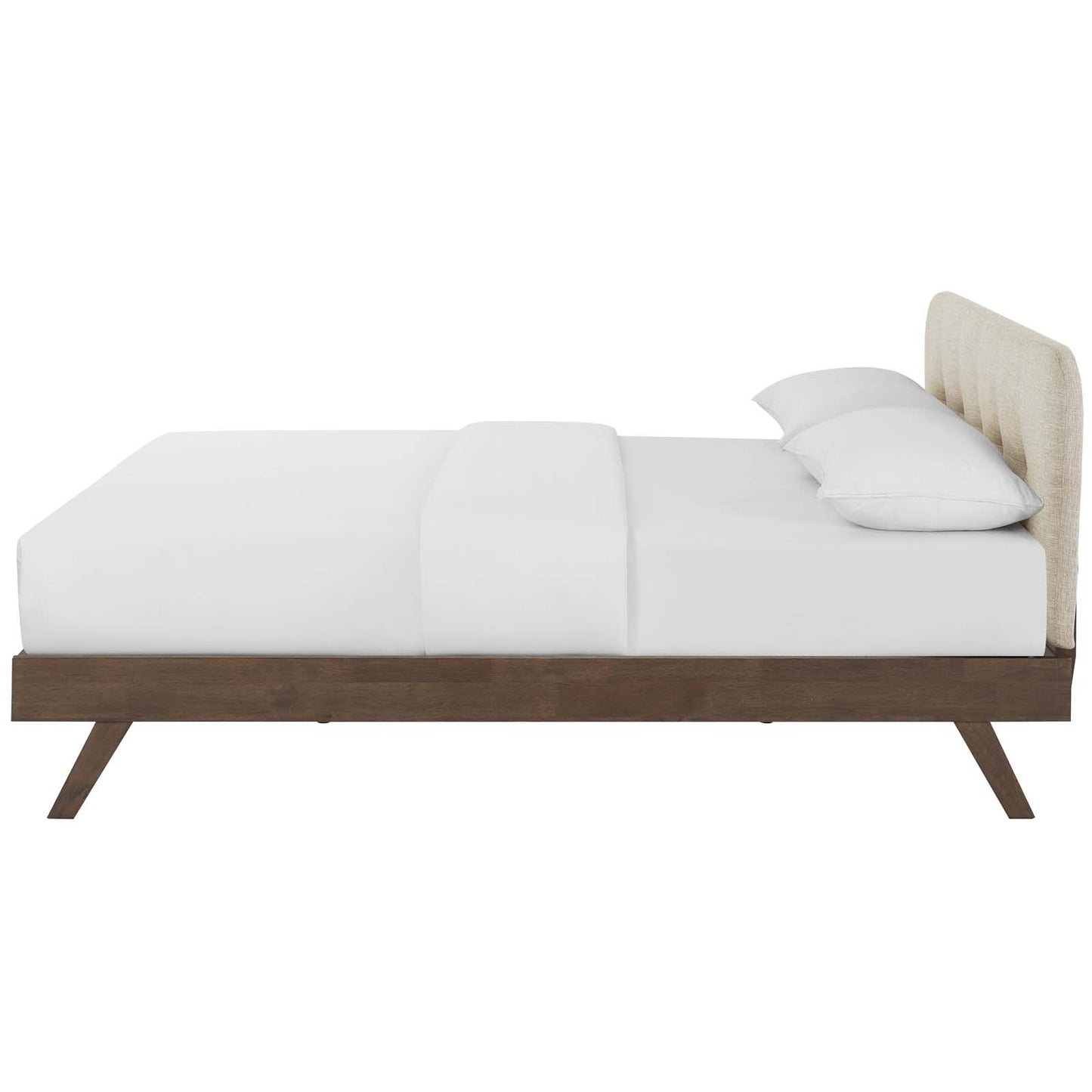 Gianna Queen Upholstered Polyester Fabric Platform Bed, Fabric, Beige, 17750