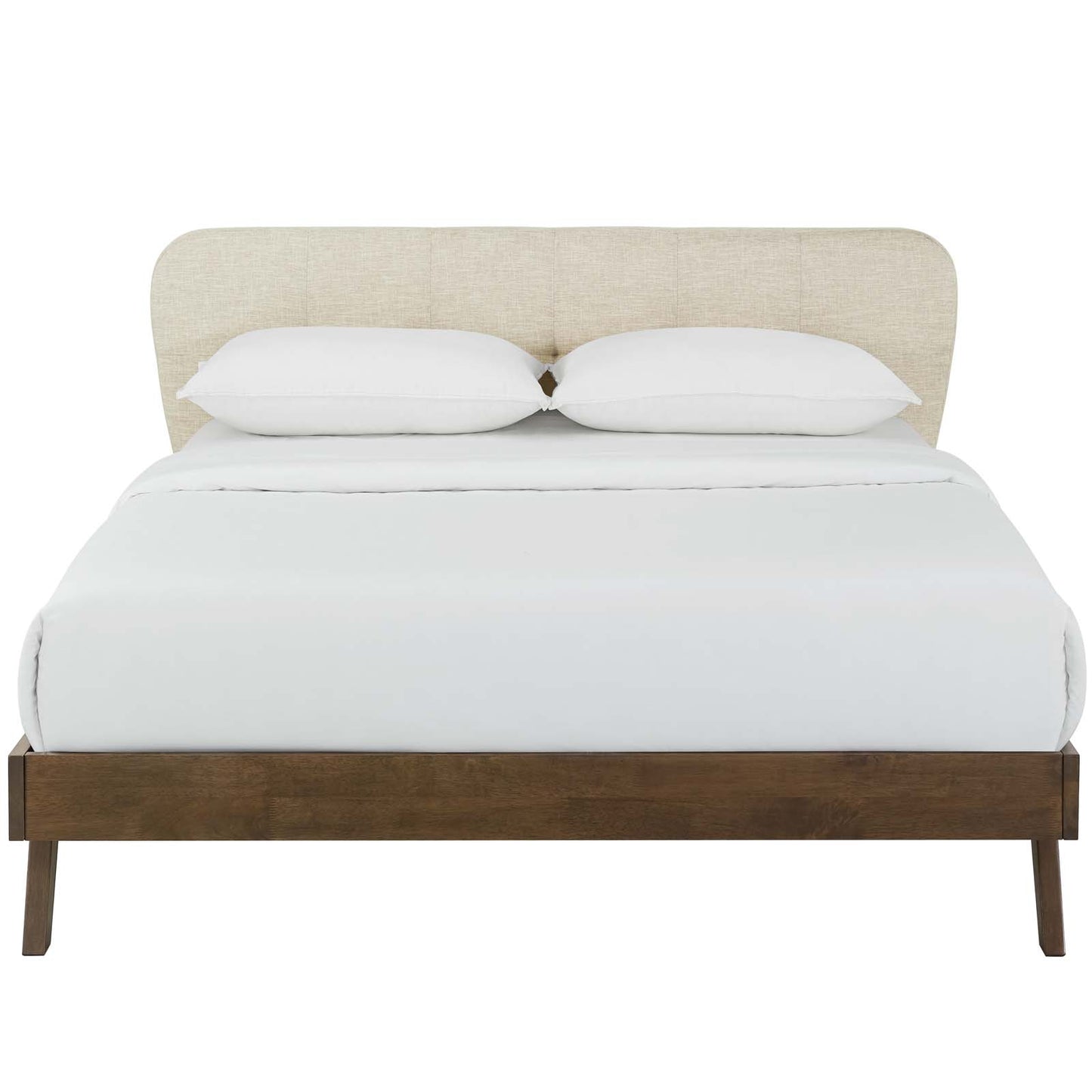 Gianna Queen Upholstered Polyester Fabric Platform Bed, Fabric, Beige, 17750