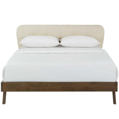 Gianna Queen Upholstered Polyester Fabric Platform Bed, Fabric, Beige, 17750