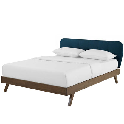 Gianna Queen Upholstered Polyester Fabric Platform Bed, Fabric, Blue, 17751