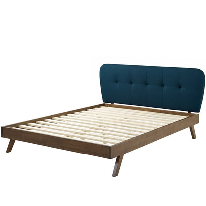 Gianna Queen Upholstered Polyester Fabric Platform Bed, Fabric, Blue, 17751
