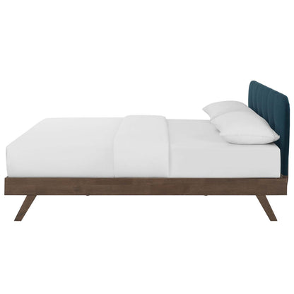 Gianna Queen Upholstered Polyester Fabric Platform Bed, Fabric, Blue, 17751