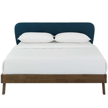 Gianna Queen Upholstered Polyester Fabric Platform Bed, Fabric, Blue, 17751