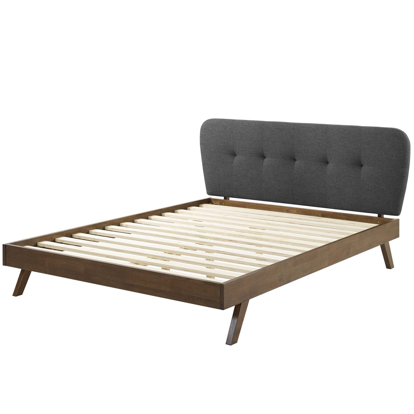 Gianna Queen Upholstered Polyester Fabric Platform Bed, Fabric, Grey Gray, 17752