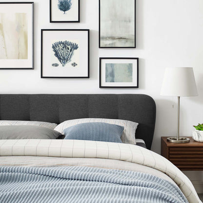 Gianna Queen Upholstered Polyester Fabric Platform Bed, Fabric, Grey Gray, 17752