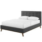 McKenzie Queen Biscuit Tufted Upholstered Fabric Platform Bed, Fabric, Grey Gray, 17755