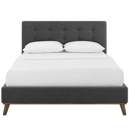 McKenzie Queen Biscuit Tufted Upholstered Fabric Platform Bed, Fabric, Grey Gray, 17755