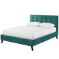 McKenzie Queen Biscuit Tufted Performance Velvet Platform Bed, Velvet Fabric, Aqua Blue, 17758