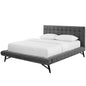 Julia Queen Biscuit Tufted Performance Velvet Platform Bed, Velvet Fabric, Grey Gray, 17763