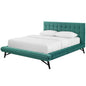 Julia Queen Biscuit Tufted Performance Velvet Platform Bed, Velvet Fabric, Aqua Blue, 17765