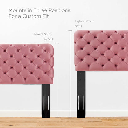 Lizzy Tufted Twin Performance Velvet Headboard, Velvet, Pink, 21262