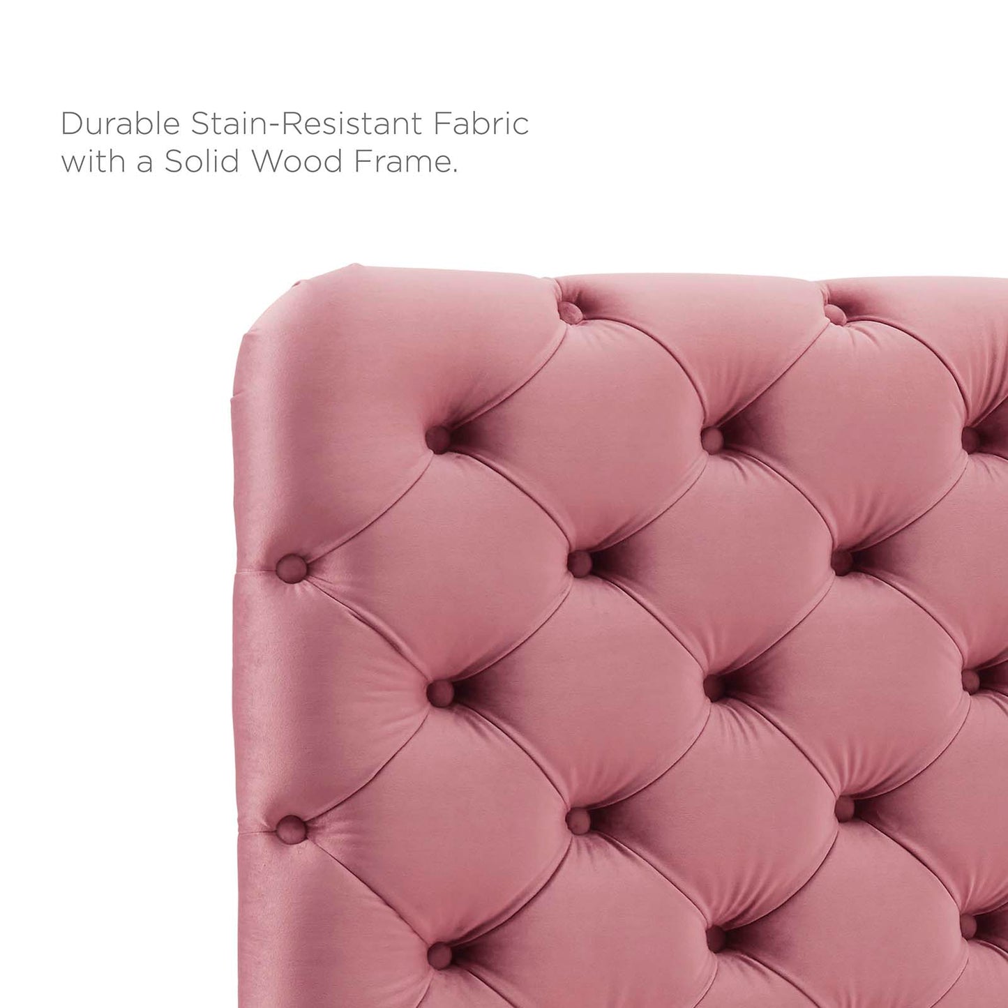 Lizzy Tufted Twin Performance Velvet Headboard, Velvet, Pink, 21262