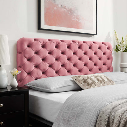 Lizzy Tufted Twin Performance Velvet Headboard, Velvet, Pink, 21262