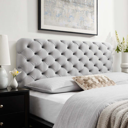 Lizzy Tufted Twin Performance Velvet Headboard, Velvet, Light Grey Gray, 21263