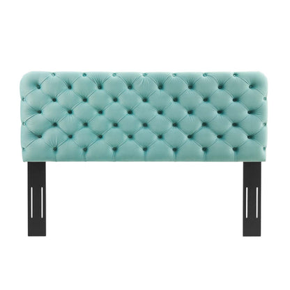 Lizzy Tufted Twin Performance Velvet Headboard, Velvet, Blue, 21264