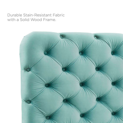 Lizzy Tufted Twin Performance Velvet Headboard, Velvet, Blue, 21264