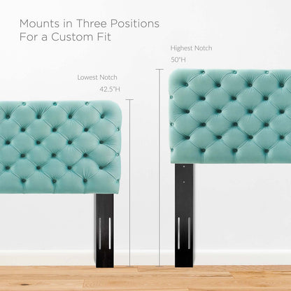 Lizzy Tufted Twin Performance Velvet Headboard, Velvet, Blue, 21264