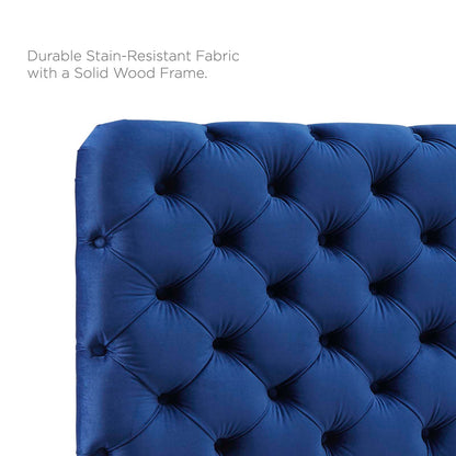 Lizzy Tufted Twin Performance Velvet Headboard, Velvet, Blue Navy, 21265