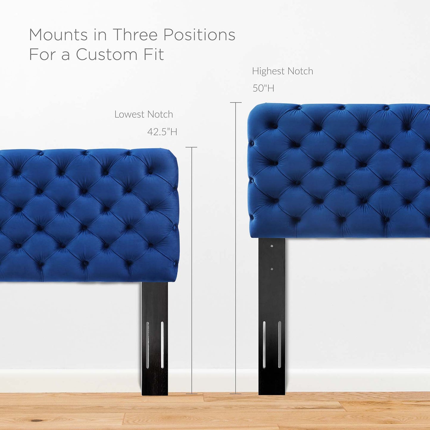 Lizzy Tufted Twin Performance Velvet Headboard, Velvet, Blue Navy, 21265