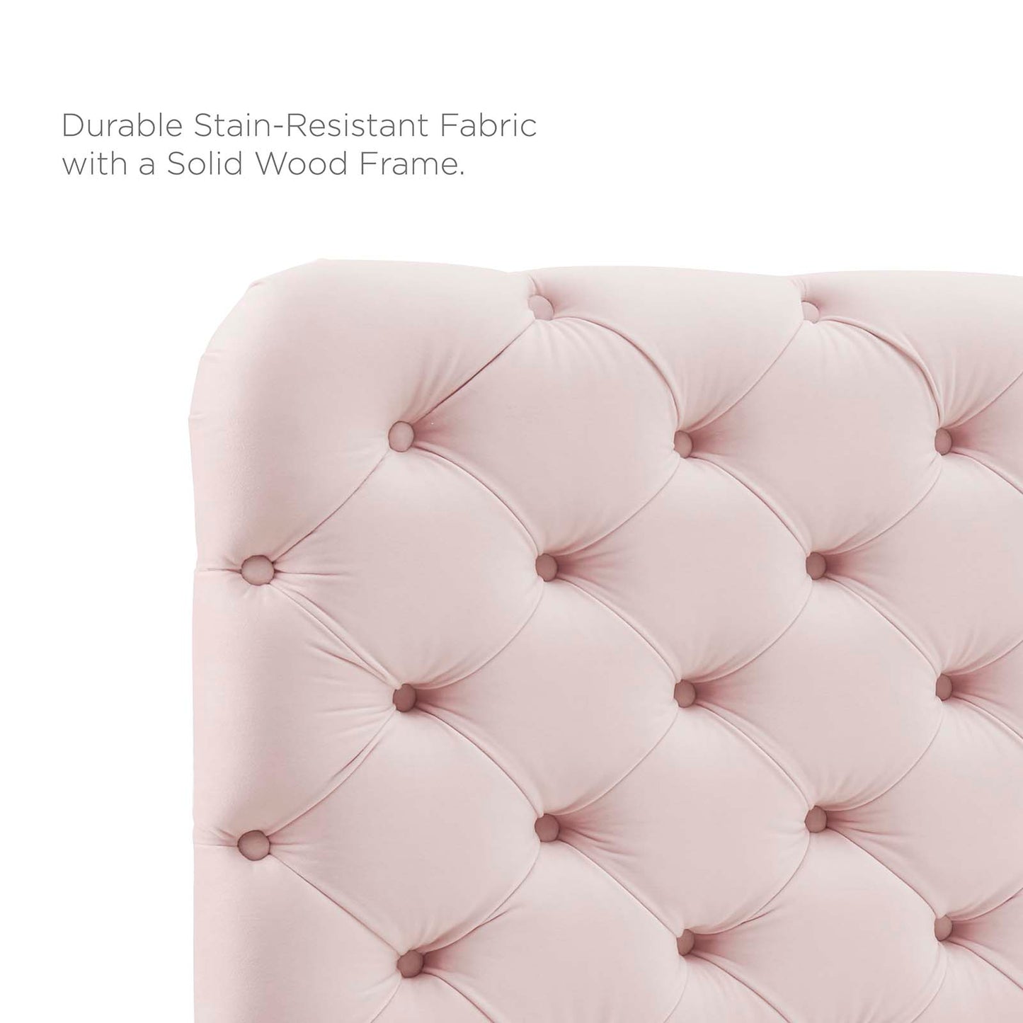 Lizzy Tufted Twin Performance Velvet Headboard, Velvet, Pink, 21266