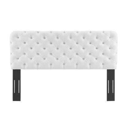 Lizzy Tufted Twin Performance Velvet Headboard, Velvet, White, 21268