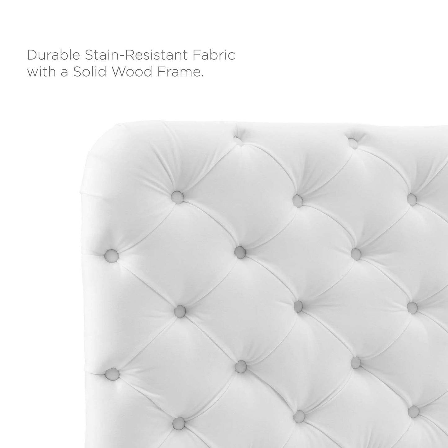Lizzy Tufted Twin Performance Velvet Headboard, Velvet, White, 21268