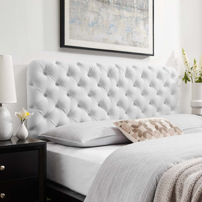 Lizzy Tufted Twin Performance Velvet Headboard, Velvet, White, 21268