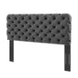 Lizzy Tufted Full/Queen Performance Velvet Headboard, Velvet, Dark Grey Gray, 21269